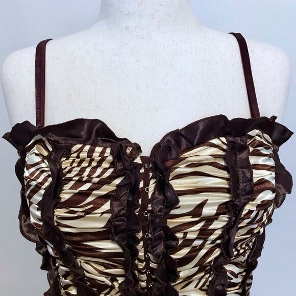 Check Me First NWT Brown and Taupe Zebra Print Bustier Women Various - Picture 2 of 13